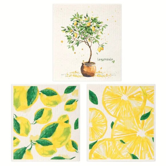 NEW Set of 12 Swedish Dishcloths - Lemon & Lemonade Kitchen Towels, Reusable - Picture 8 of 9